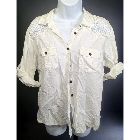 Millenium Lace Shoulder Button Up - Picture 1 of 12